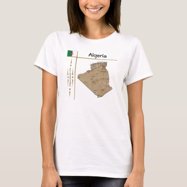 Algeria Map + Flag + Title T-Shirt (Front)
