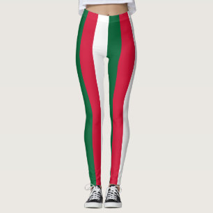 Algeria National Flag Colours Vertical Striped Leggings
