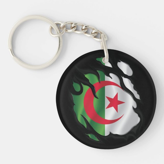 Algeria Ripped Flag Key Ring (Front)