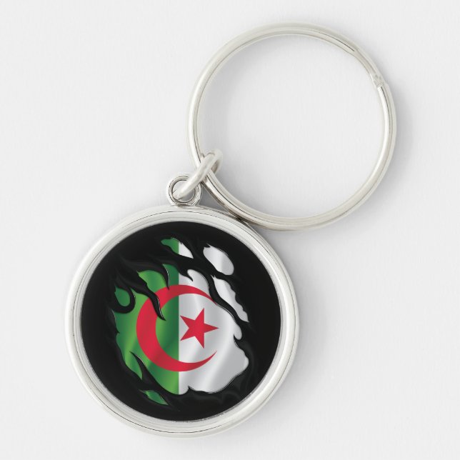 Algeria Ripped Flag Key Ring (Front)