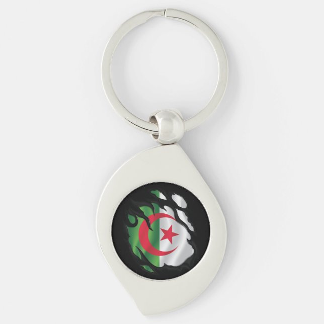 Algeria Ripped Flag Key Ring (Front)