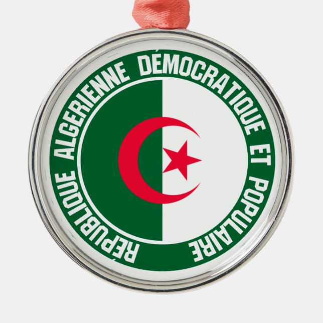 Algeria Round Emblem Metal Tree Decoration (Front)