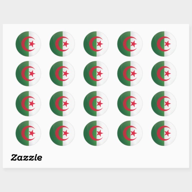 Algeria  Round Icon Flag Classic Round Sticker (Sheet)