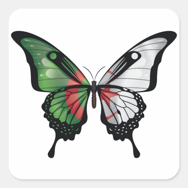 Algeria Swallowtail Butterfly Flag Sticker (Front)
