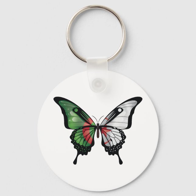Algeria Swallowtail Butterfly Flag Sticker Key Ring (Front)