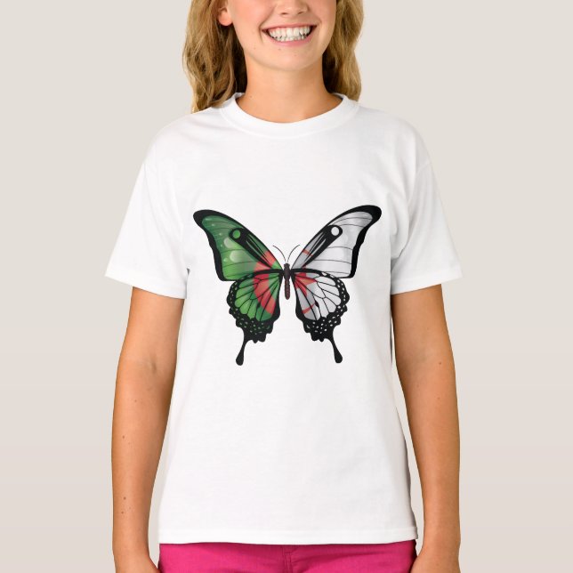 Algeria Swallowtail Butterfly Flag Sticker T-Shirt (Front)