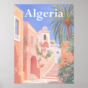 Algeria Watercolor Painting Travel Poster