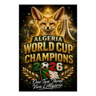 Algeria World Cup 2026 Champions Football Poster