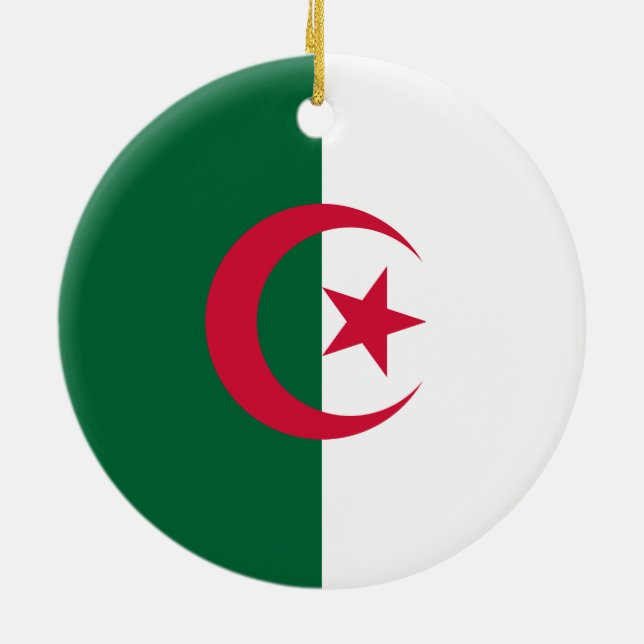 Algerian Flag Ceramic Tree Decoration (Back)