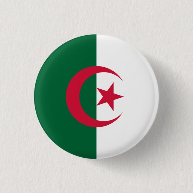 Algerian Flag, Flag of Algeria 3 Cm Round Badge (Front)