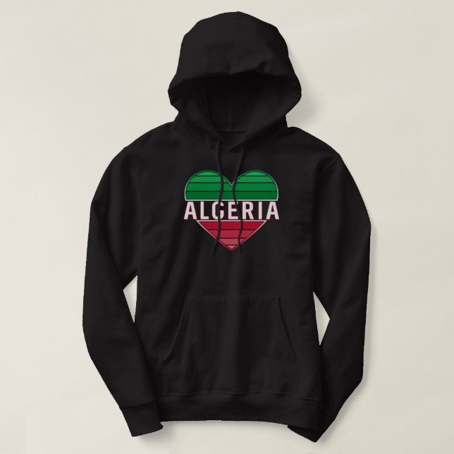 Algerian Heart, I Love Algeria Hoodie (Design Front)