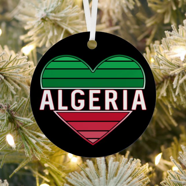 Algerian Heart, I Love Algeria Metal Tree Decoration (Insitu)