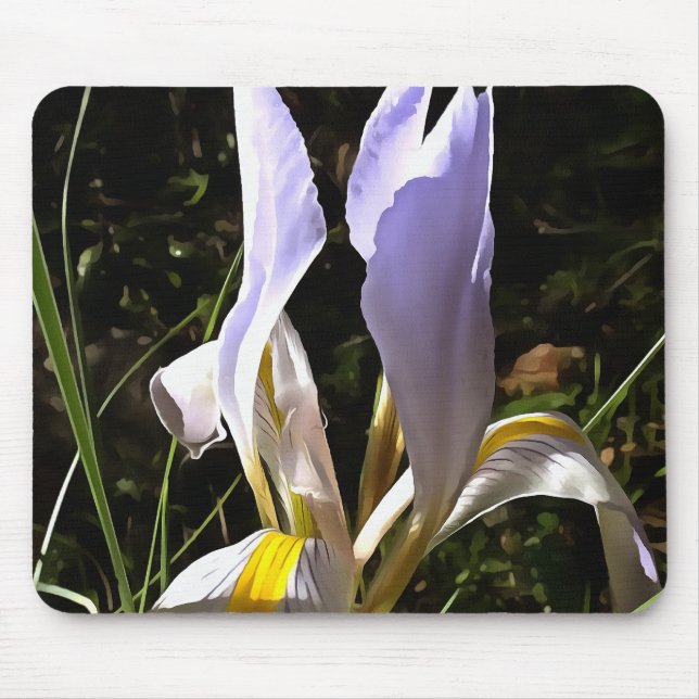 Algerian Iris Hyperrealistic Wildflower Painting Mouse Pad (Front)