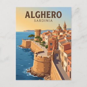 Alghero Old Town Italy Postcard