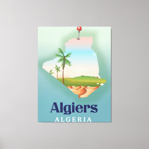 Algiers Algerian Map travel poster Canvas Print