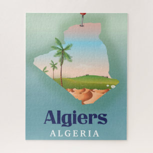 Algiers Algerian Map travel poster Jigsaw Puzzle