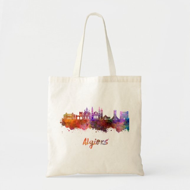 Algiers skyline in watercolor tote bag (Front)