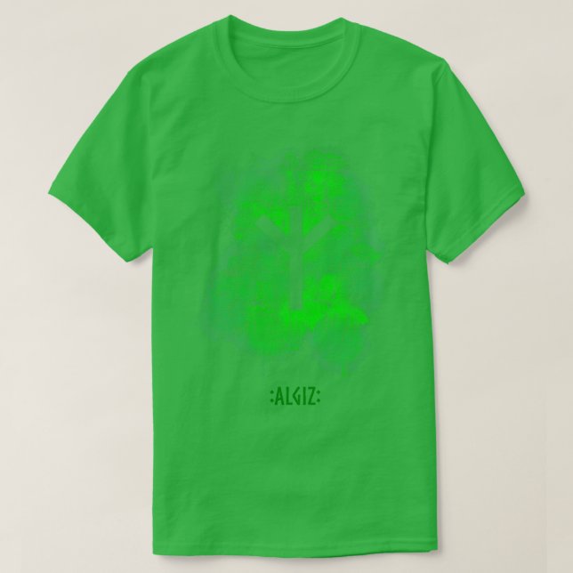 Algiz Rune Green T-Shirt (Design Front)