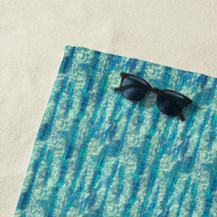 Algodão semi pixelado num mix de ciano e turquesa beach towel