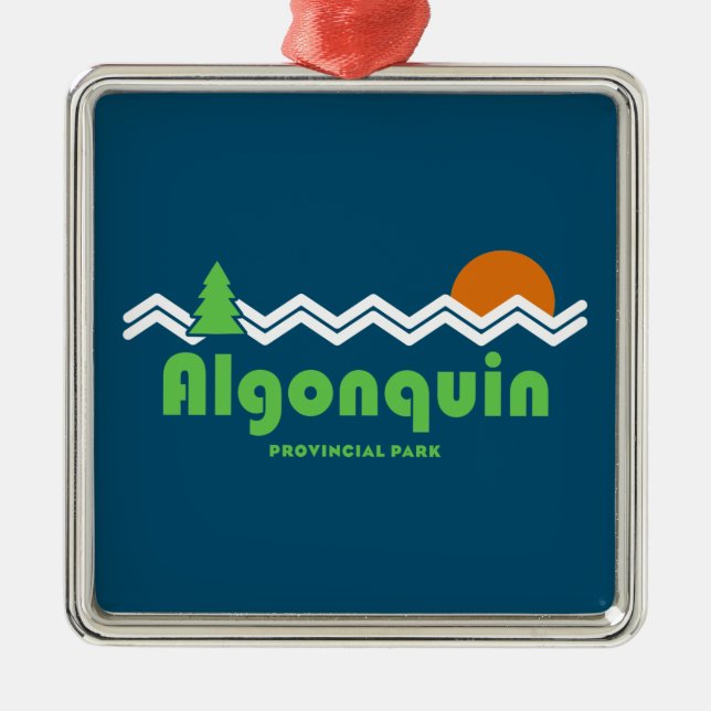 Algonquin Provincial Park Retro Metal Tree Decoration (Front)
