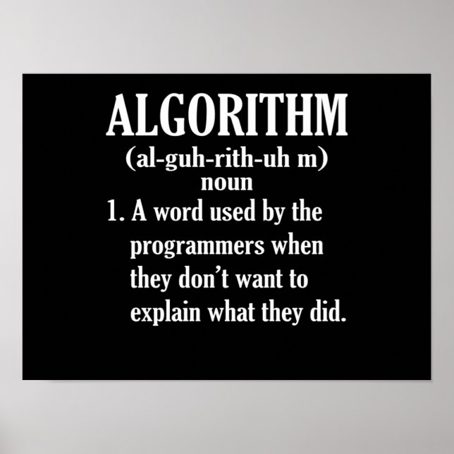 Algorithm Definition Computer Programming Poster (Front)