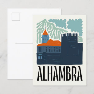 Alhambra Granada Spain abstract travel floral art Postcard