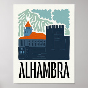 Alhambra Granada Spain abstract travel floral art Poster