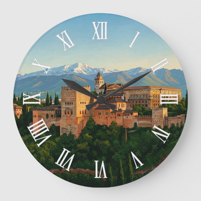 Alhambra Granada Spain Travel Large Clock (Front)