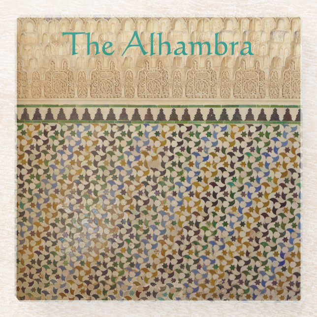 Alhambra Moorish Tessellations Glass Coaster (Front)