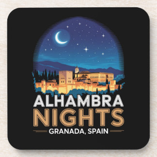 Alhambra Nights- Granada Spain Travel Art Coaster
