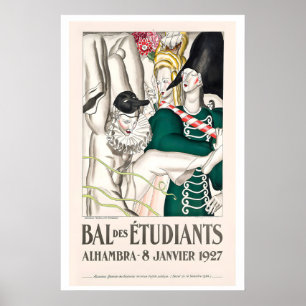 Alhambra of Granada Spain Student Ball Vintage Art Poster