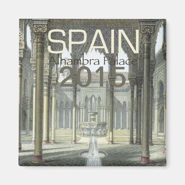 Alhambra Palace Spain Fridge Magnet Change Year (Front)