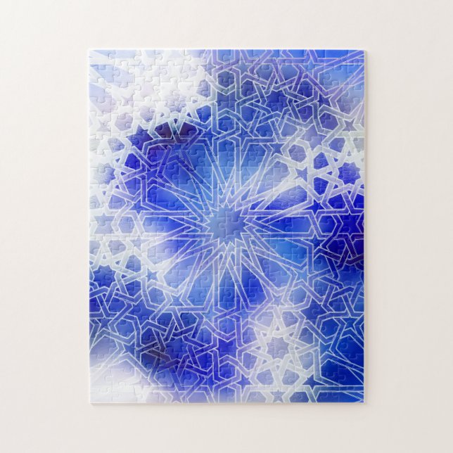 Alhambra Pattern Blue Jigsaw Puzzle (Vertical)