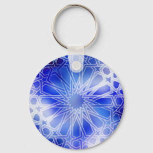 Alhambra Pattern Blue Key Ring