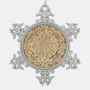 Alhambra pattern snowflake pewter christmas ornament