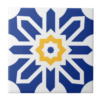 Alhambra tiles blue orange flowers