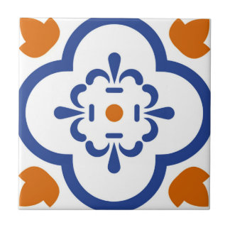 Alhambra tiles orange blue flowers