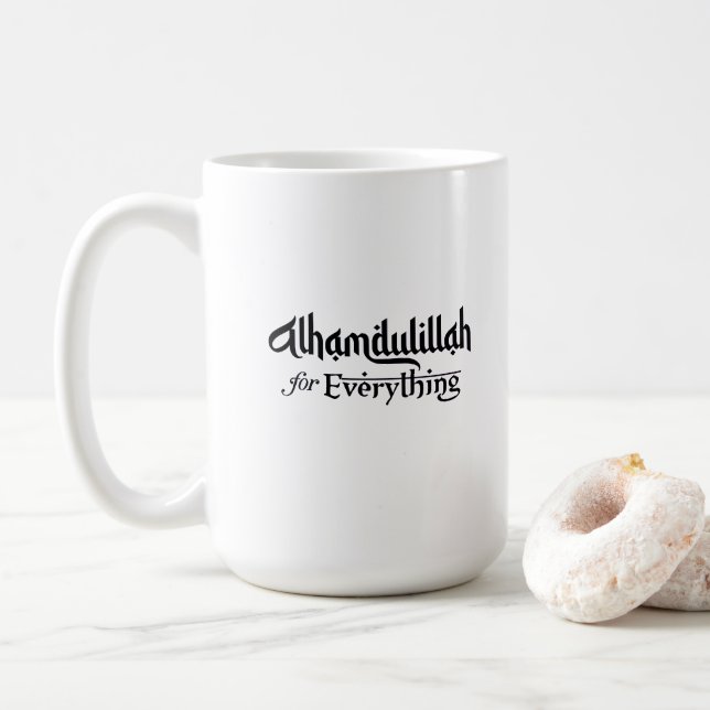 Alhamdulillah for Everything Minimal Islamic Gift Coffee Mug (With Donut)