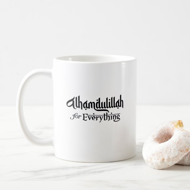 Alhamdulillah for Everything Minimal Islamic Gift Coffee Mug (With Donut)