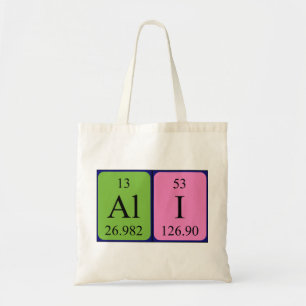 Ali periodic table name tote bag