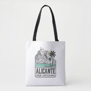 Alicante Sketch Santa Bárbara Castle Costa Blanca Tote Bag