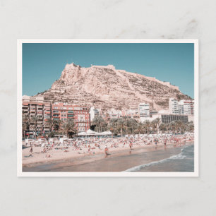 Alicante Spain Beach Town Spanish Castle Photo Postcard