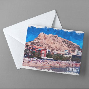 Alicante Spain Beach View Travel Postcard
