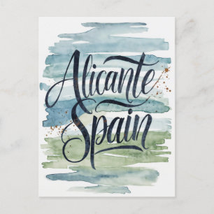 Alicante Spain watercolor  Postcard