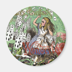 alice adventure cards wonderland hatter rabbit  magnet