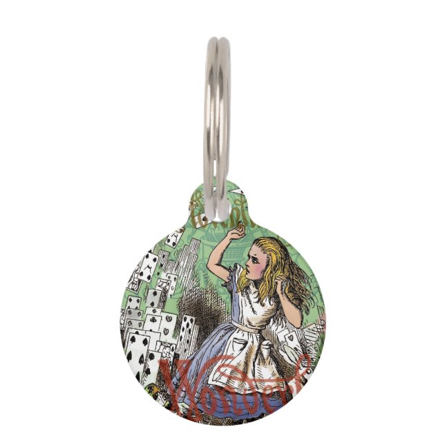 alice adventure cards wonderland hatter rabbit  pet tag (Front)