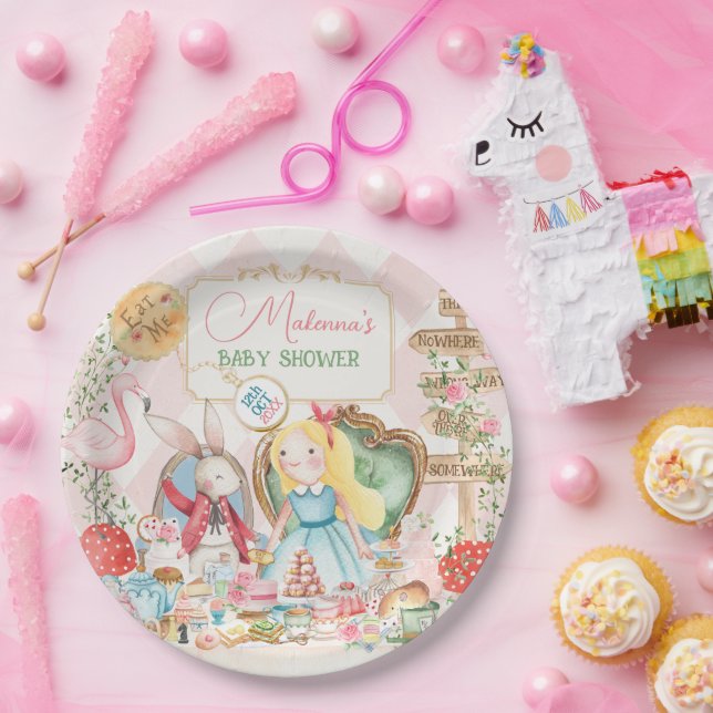 Alice Adventure in Woderland Baby Shower Tea Party Paper Plate (Party)