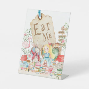 Alice Adventures in Woderland Birthday Tea Party Pedestal Sign