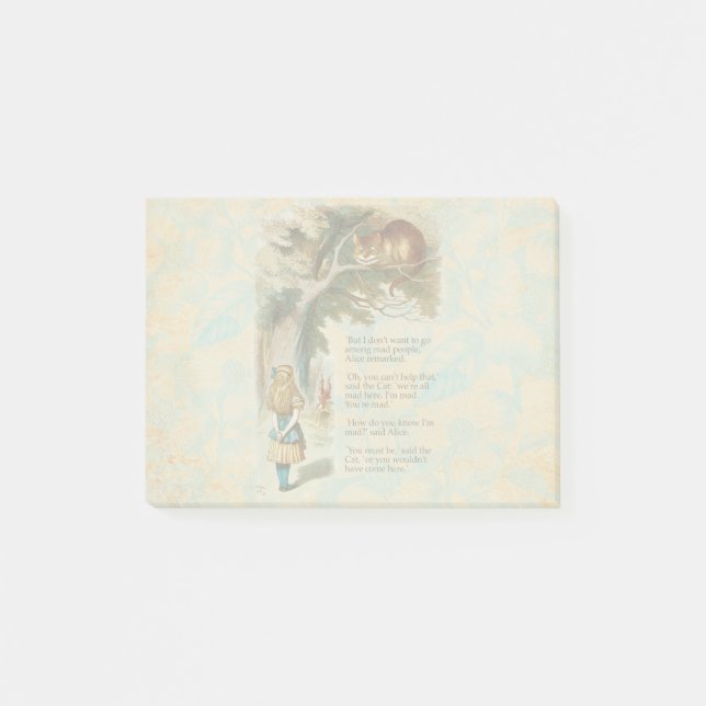 Alice Adventures in Wonderland Cheshire Cat Post-it Notes (Front)