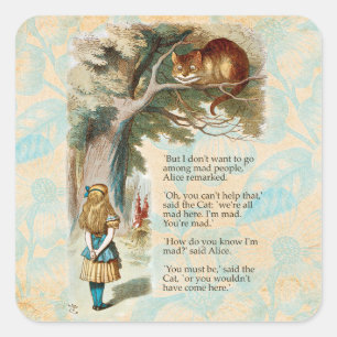 Alice Adventures in Wonderland Cheshire Cat Square Sticker